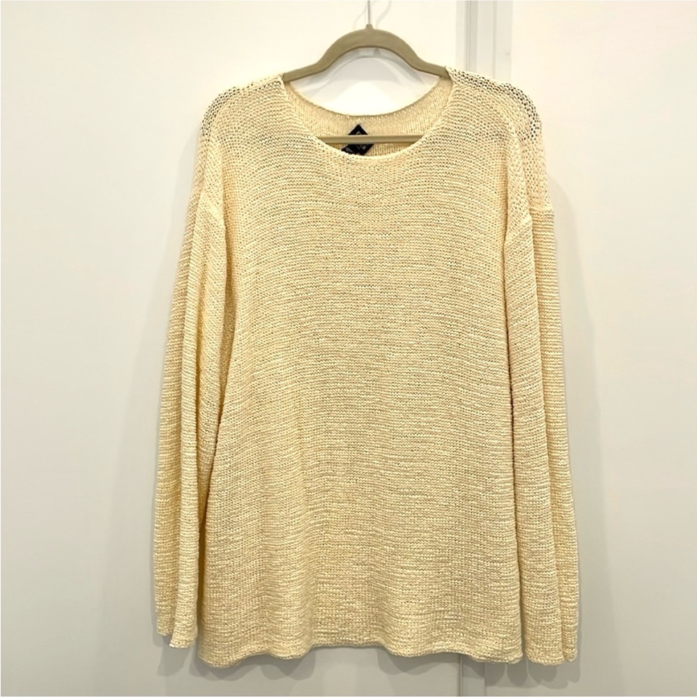 Eileen Fisher Yellow Cotton Crochet Sweater